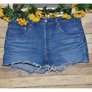 Levi's 501 Shorts 31 Medium Wash High Rise Button Fly Denim Cut Offs Short Short